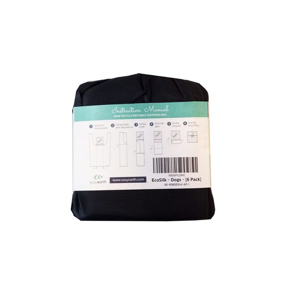 6 Pack Dog Patterned Reusable Grocery Bags Lightweight Durable Shopping Bags - Picture 3 of 6